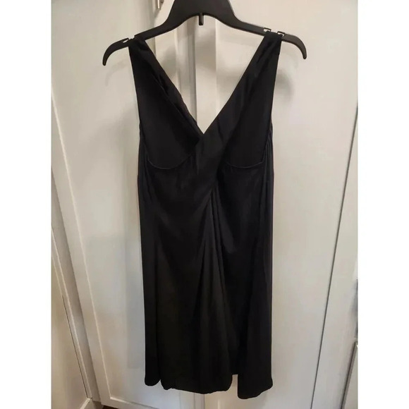 NWT LOFT Satiny Black Lined Cross Back Swing Dress Sundress M - Picture 4 of 9
